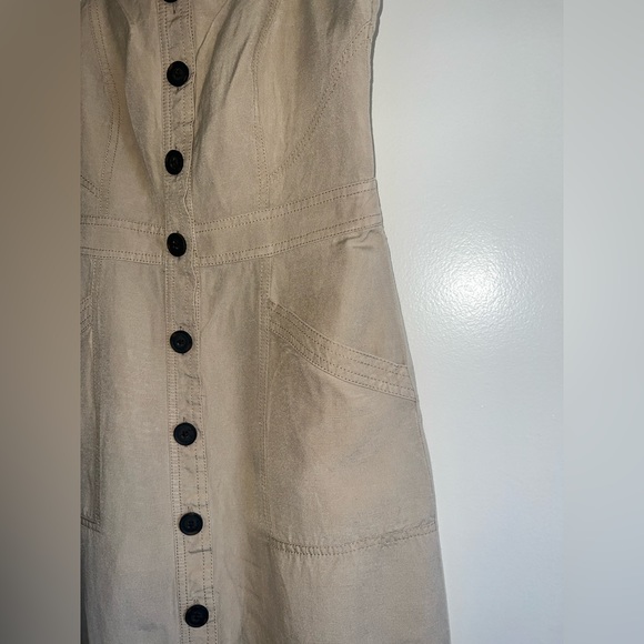 BANANA REPUBLIC Linen-Blend Button-Front Dress SIZE: 0 - Picture 3 of 9